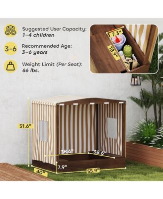 Kids Wooden box with Canopy Fully Cove, 56" x 40" x 52",