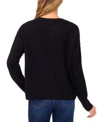 Women's Multicolor Embroidered Flower Long Sleeves Sweater