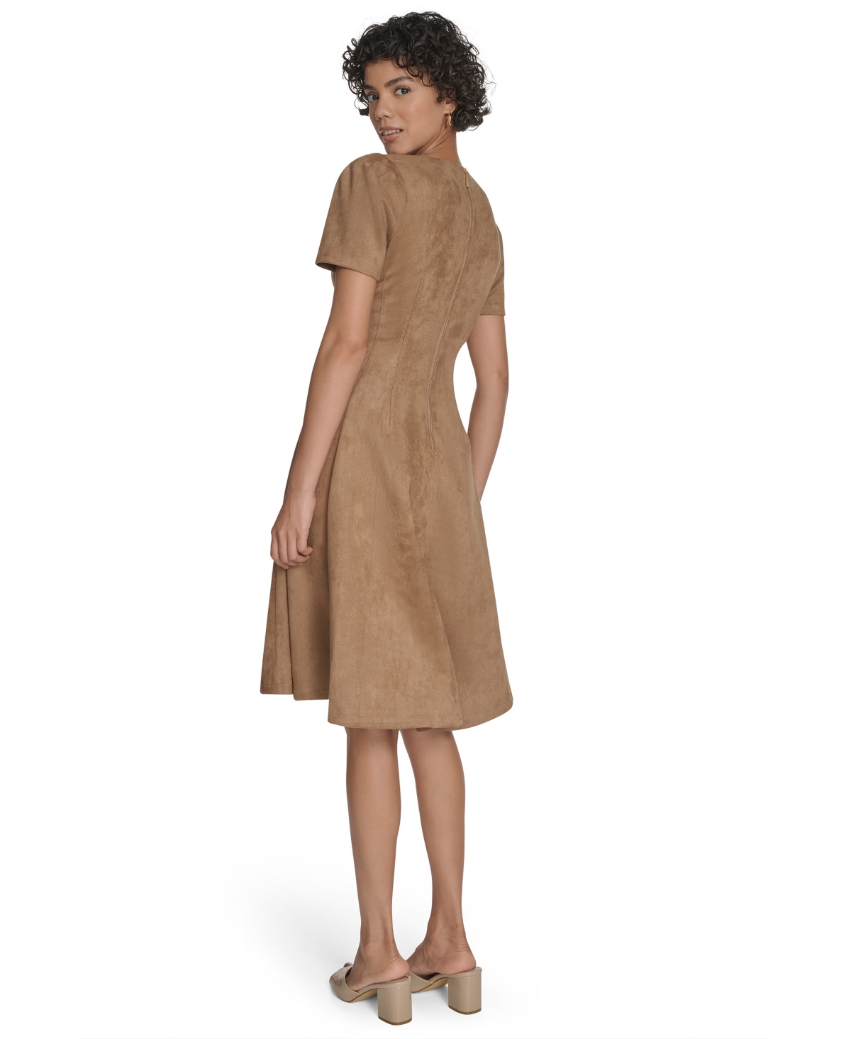 Calvin Klein Women's Fit And Flare Short Dress In Brown