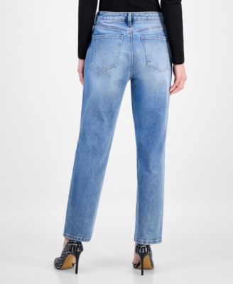 Petite Embellished High-Rise Straight Jeans, Macy's Exclusive