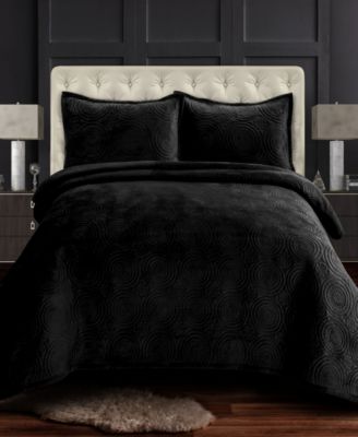 Capri Medallion Velvet Oversized Solid 2 Piece Quilt Set, Twin
