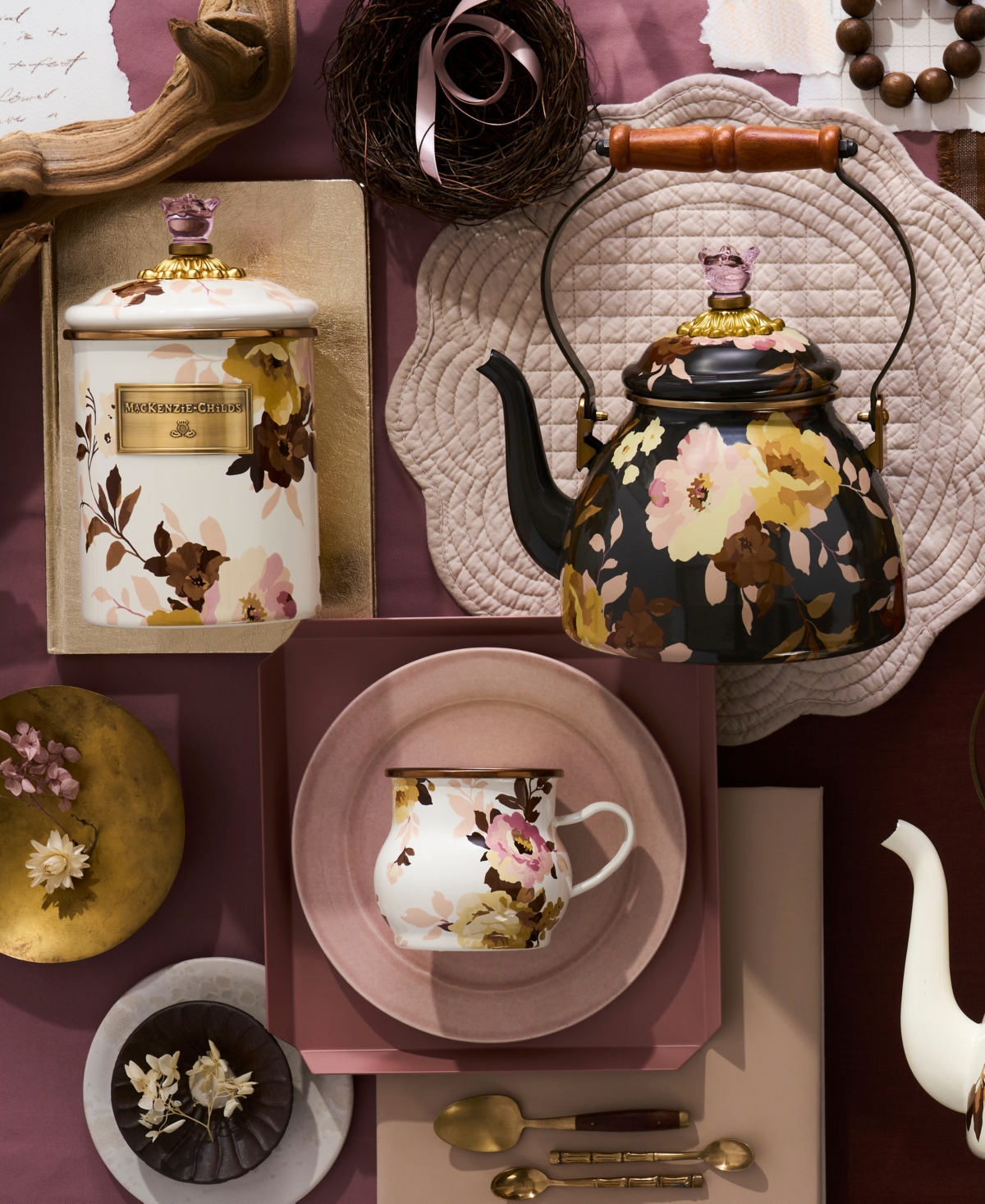 Mackenzie-childs Wild Rose Small Canister In Multi