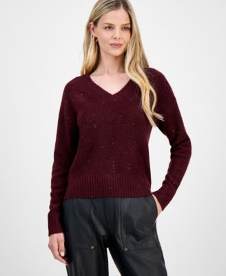 I.N.C. International Concepts - Petite Roving Sequin V-Neck Sweater