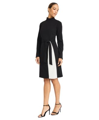 Women's Waist Tie Contrast Midi Dress
