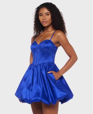 Juniors' Rhinestone Strappy Bustier Bodice Dress
