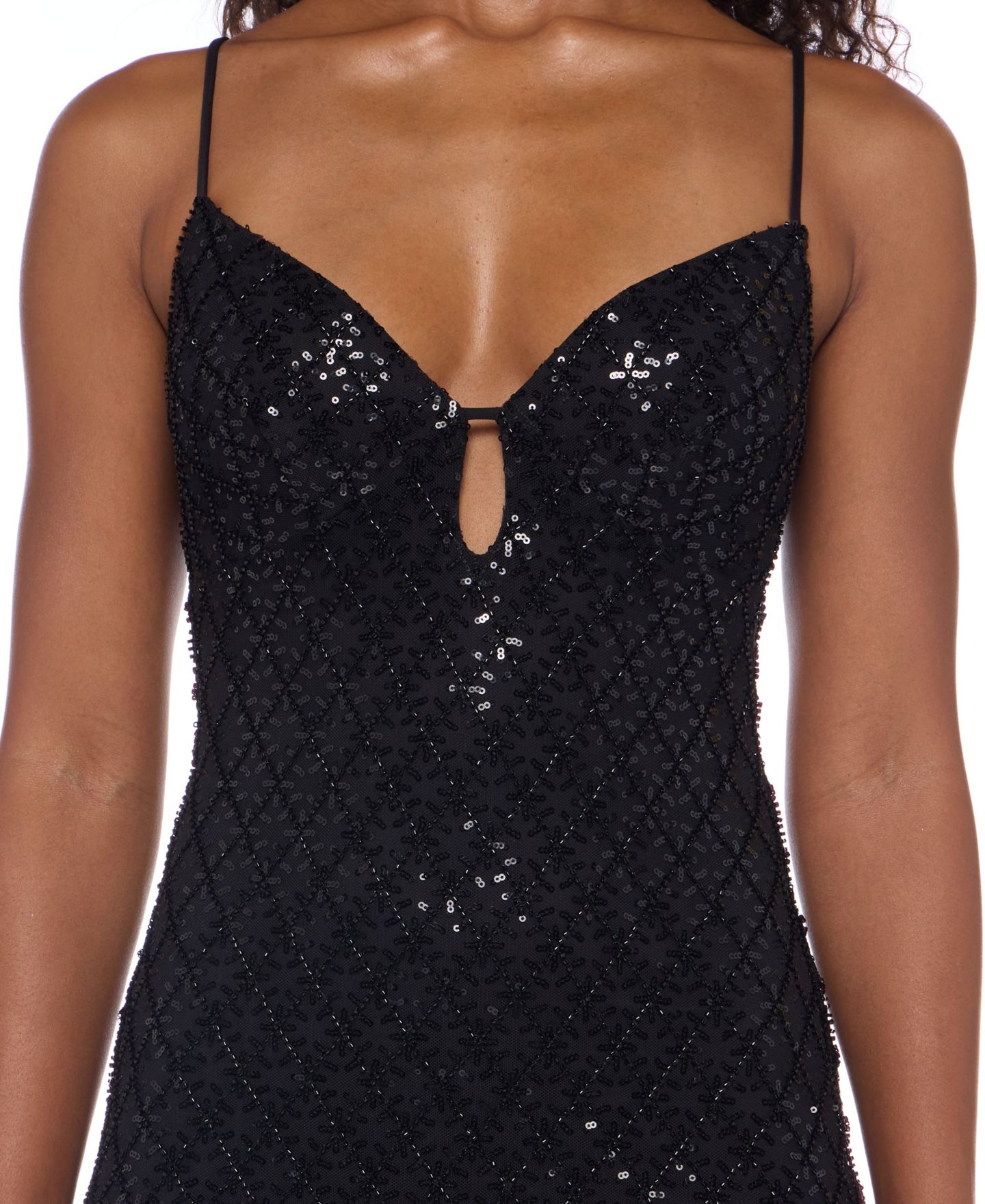 Женское платье Alex & Sophia Juniors' Strappy Sequin Embellished V-Neck Short, цвет: Чёрный — фото 6