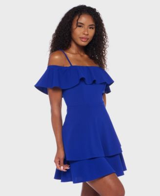 Juniors' Ruffled Off-The-Shoulder Dress