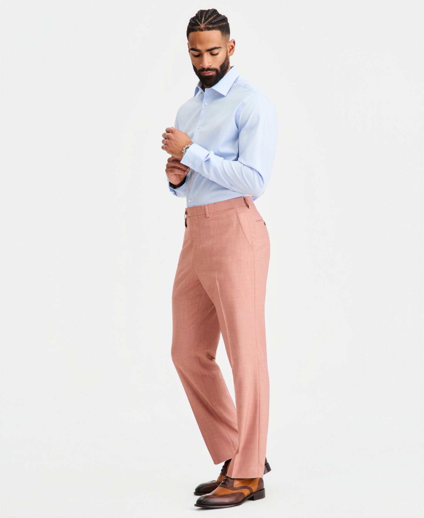 Мужские брюки Tayion Collection Classic-Fit Rust Solid Suit Separates, цвет: Терракотовый — фото 2