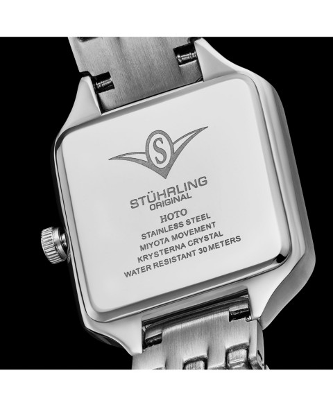 Женские часы Stuhrling Confidant 4020 квадратные с кристаллами на безеле