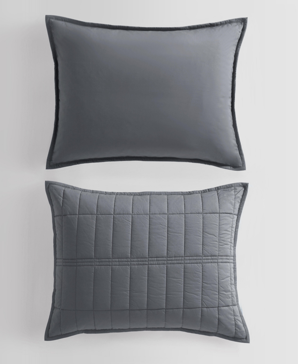 Calvin Klein Washed Percale Solid Cotton 2-pc. Quilt Set, Twin In Gray