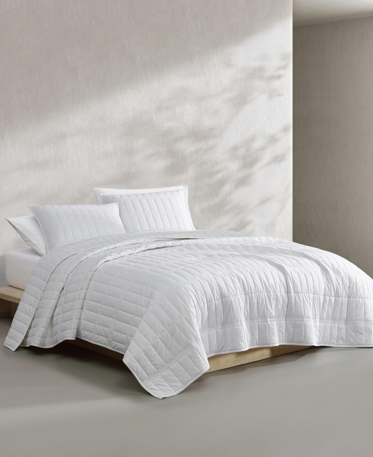 Calvin Klein Washed Percale Solid Cotton 3-pc. Quilt Set, Queen In White