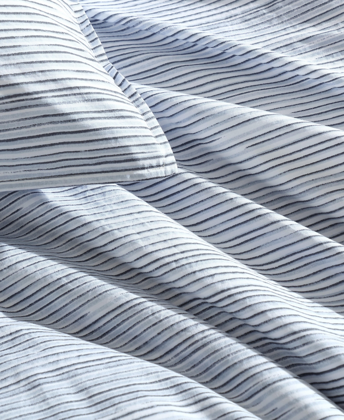 Calvin Klein Wavy Stripe Washed Percale Cotton 3-pc. Comforter Set, King In Gray