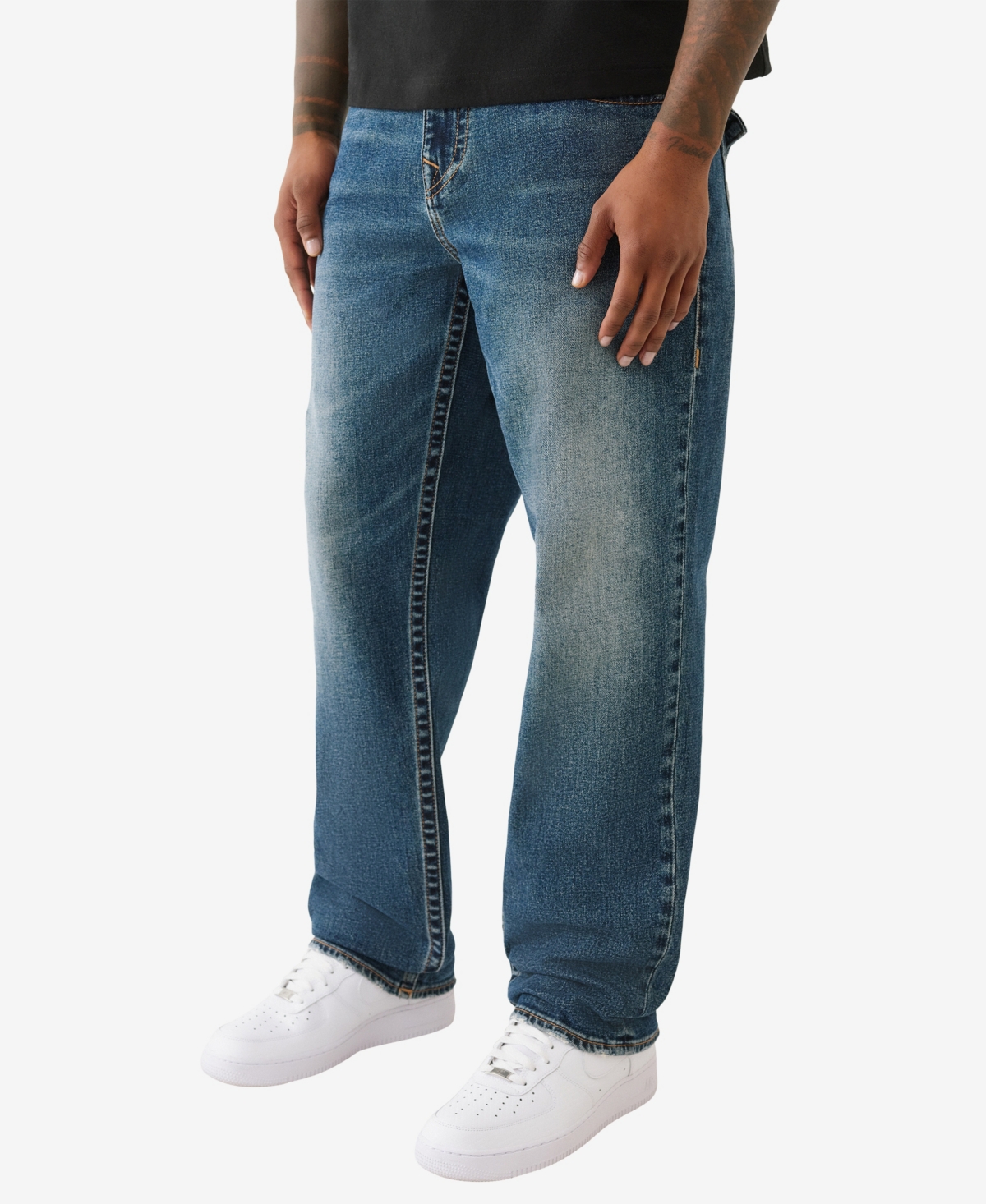 True Religion Men's Bobby Painted Flap Baggy Jeans