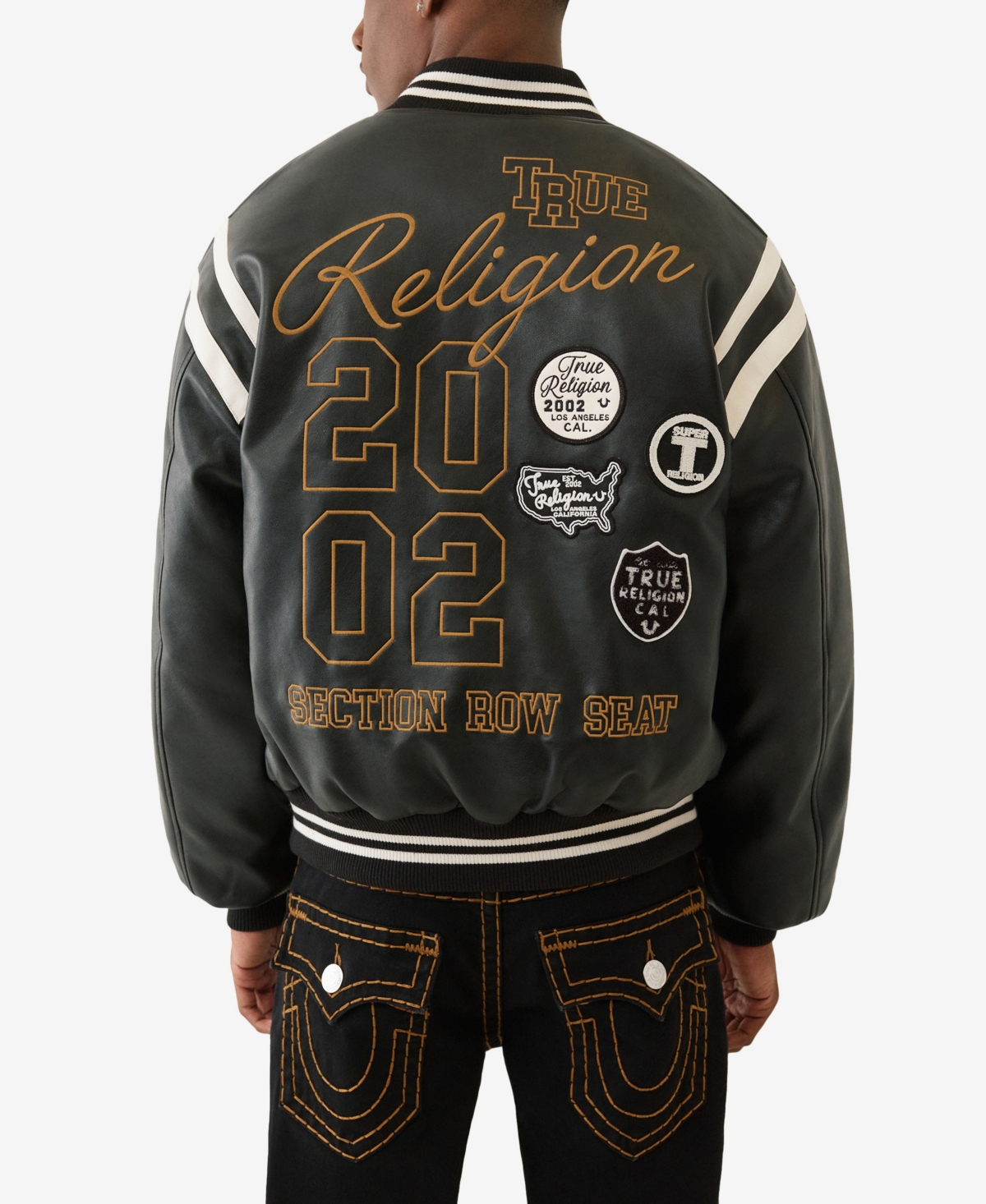 True Religion Men's Retro Varsity Long Sleeve Jacket In Green