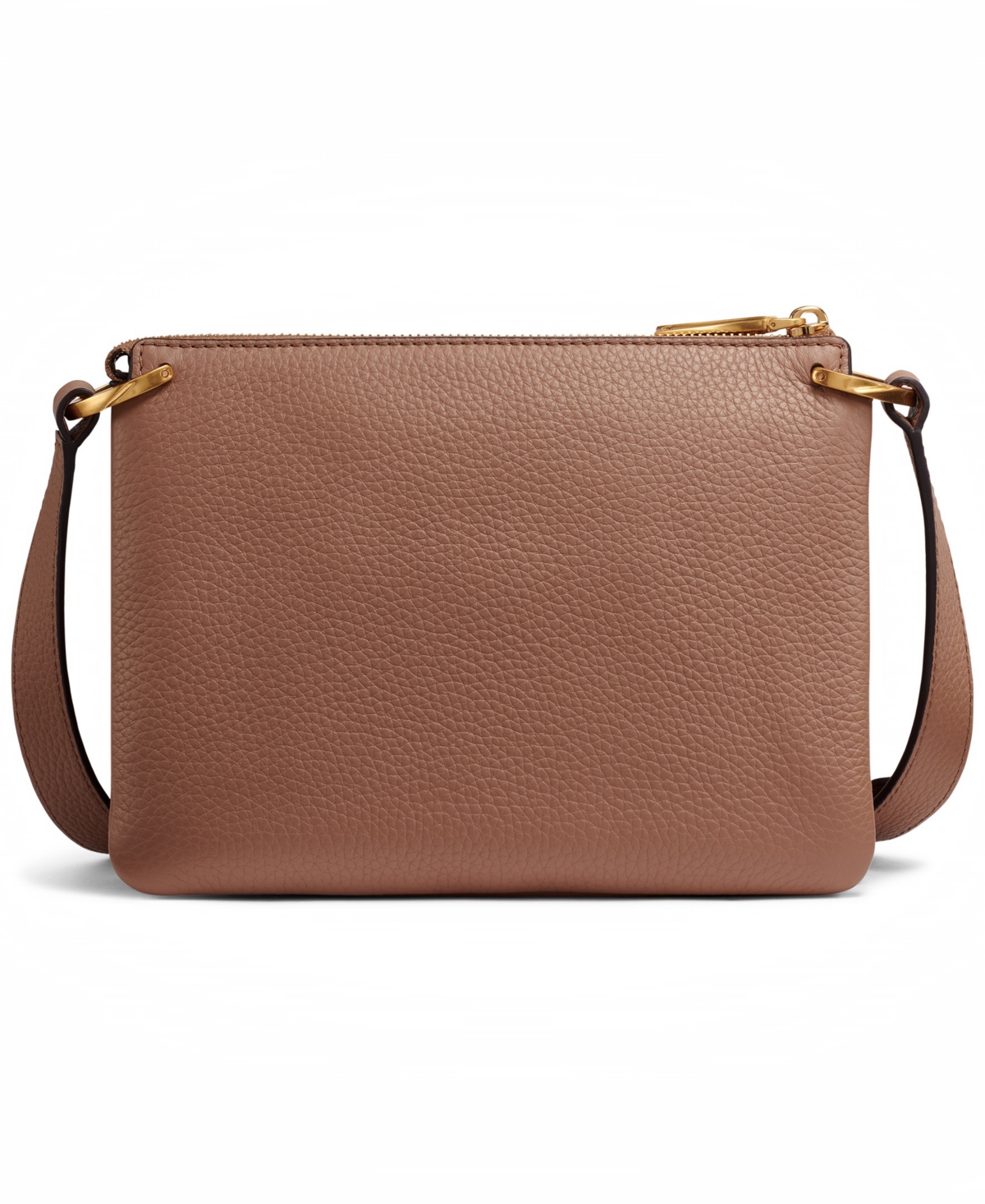Donna Karan Glenwood Zippered Leather Crossbody With Tassel Detail In Brown