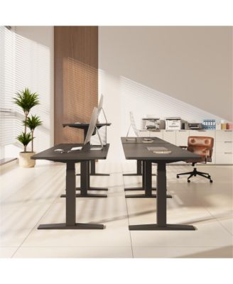 E7-COMMERCIAL Electric Adjustable Standing Desk, Rectangular Chipboard, Black