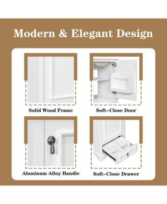 20" Solid Wood And MDF Soft-Close Door, U-Shaped Shelf, Drawer and Storage Rack Bathroom Vanity with Ceramic Sink