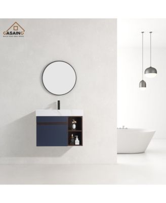 30-Inch Wall-Mounted Bathroom Vanity with Quartz Countertop and Double Topmount Sinks