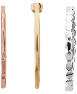 3-Piece Cubic Zirconia Ring Set (0.12 ct. t.w.) in Tri Tone Sterling Silver