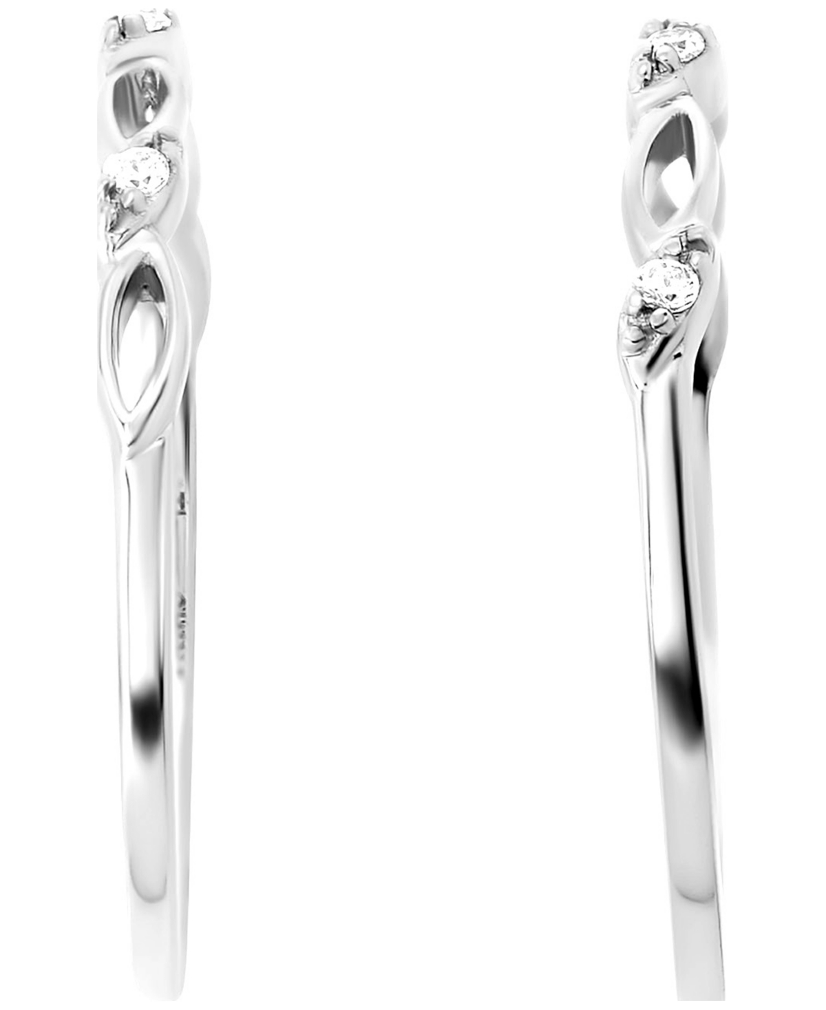 Macy's 2-piece Cubic Zirconia Ring Set (0.12 Ct. T.w.) Over Sterling Silver In Metallic