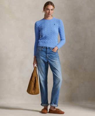 Women's Cable Wool-Cashmere Crew Neck Sweater