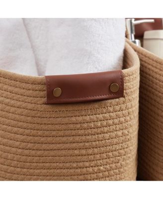 3 Pack Cotton Rope Shelf Storage Basket with Handles