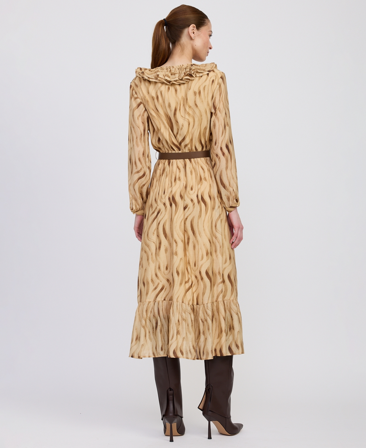 En Saison Women's Avayah Ruffle Midi Dress In Brown