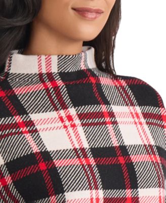 Women's Birdseye Plaid Funnel Neck Sweater