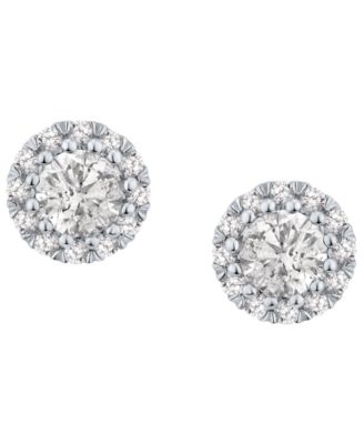 Diamond Halo Stud Earrings (1 ct. t.w.) in 14K White Gold