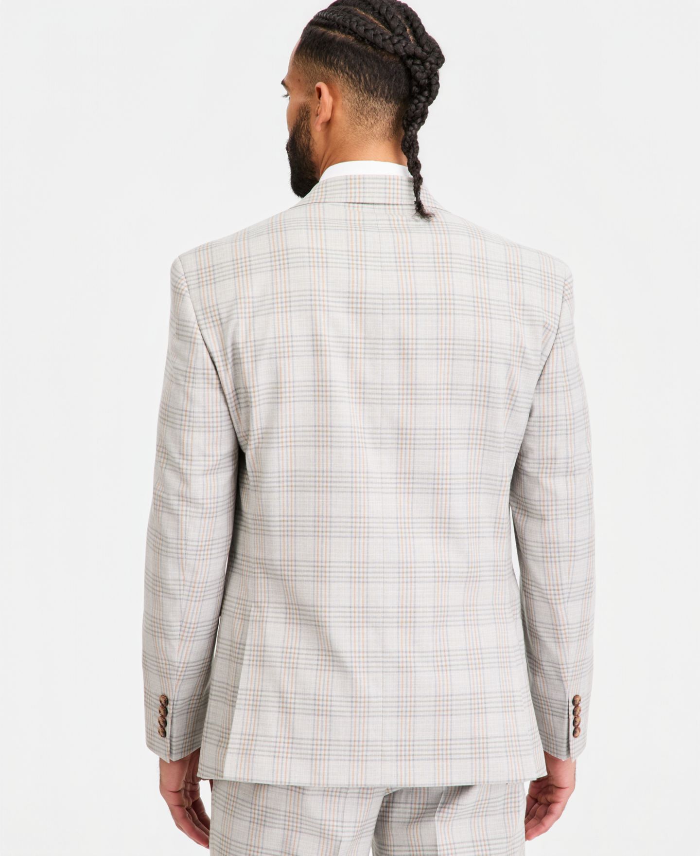 Мужская куртка Tayion Collection Classic-Fit Plaid Suit Separate, цвет: Серый рыжевато-коричневый — фото 4