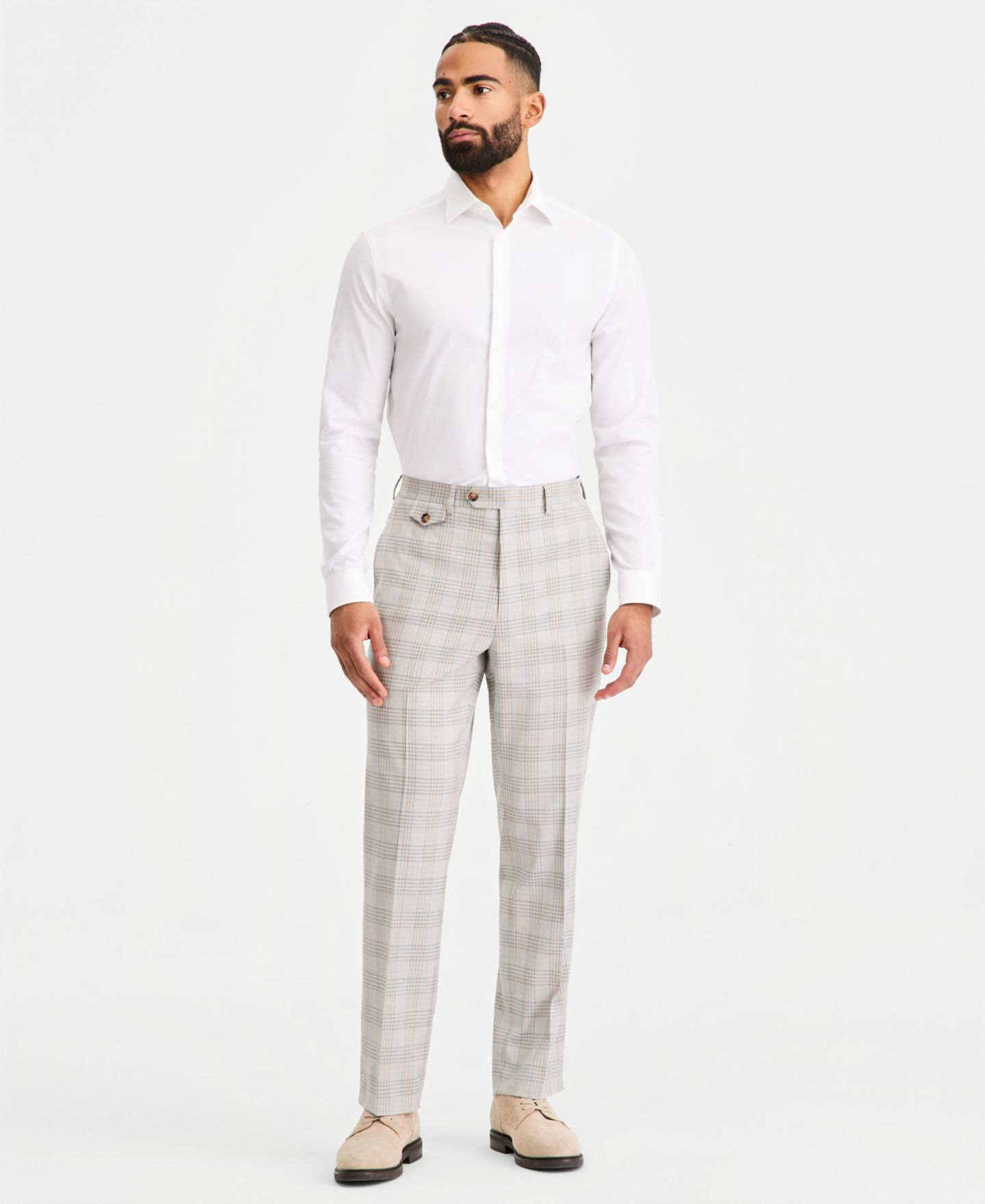 Мужские брюки Tayion Collection Classic-Fit Plaid Suit Separate, цвет: Серый рыжевато-коричневый — фото 1