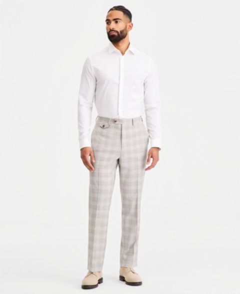 Мужские брюки Tayion Collection Classic-Fit Plaid Suit Separate, цвет: Серый рыжевато-коричневый