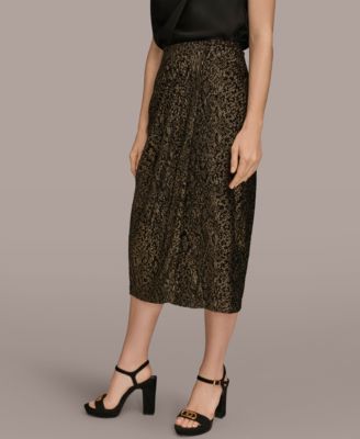 Women’s Faux Wrap Metallic Burnout Skirt