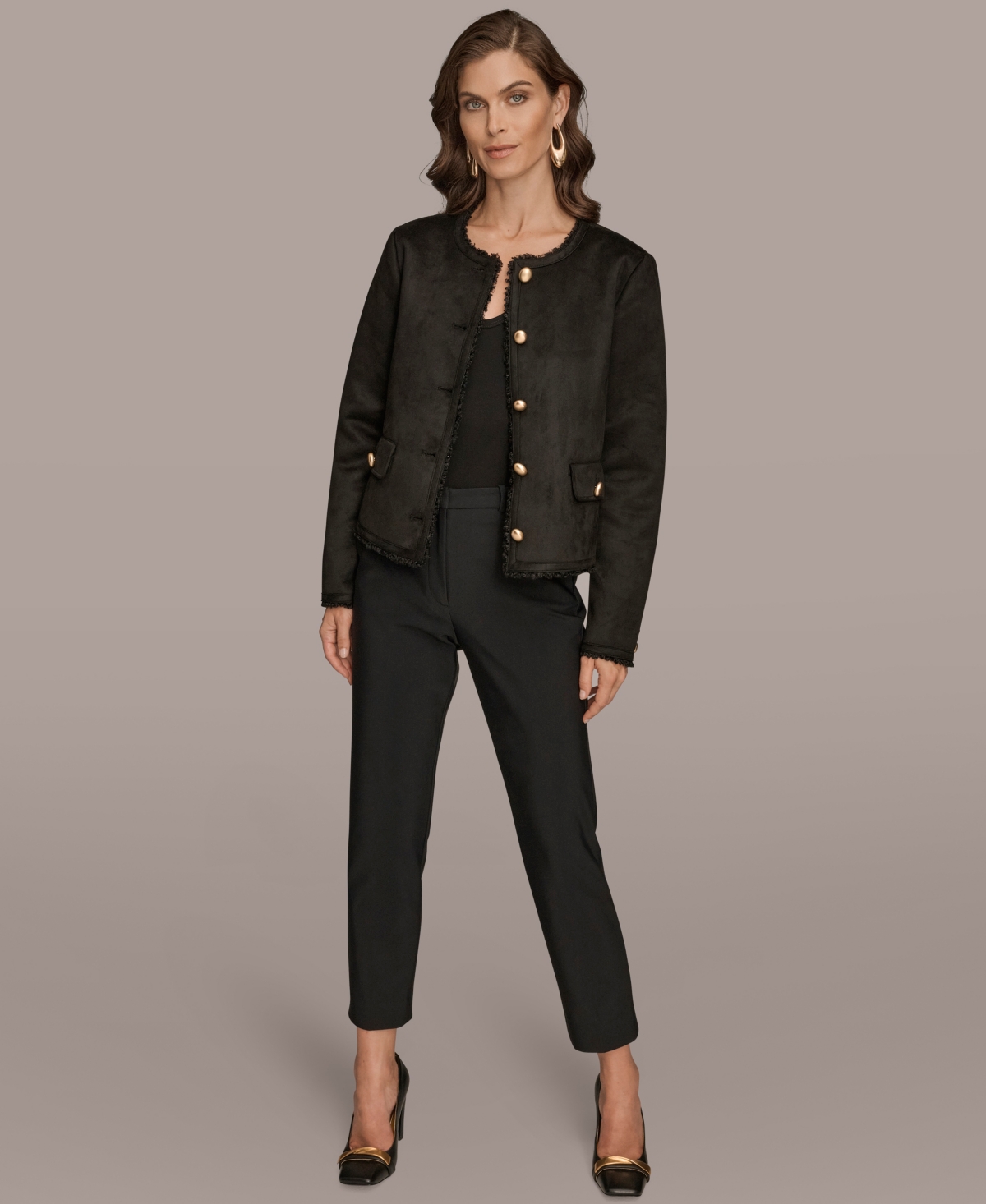 Donna Karan New York Women's Button Up Boxy Coat