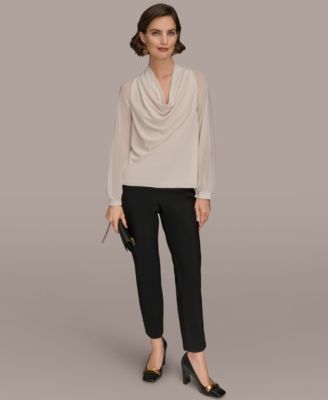 Women's Long Sleeve Mix Media Top