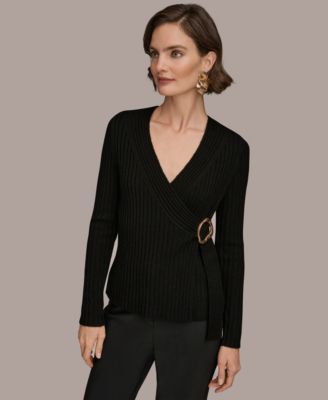 Women's Ribbed V-Neck Long Sleeve Sweater