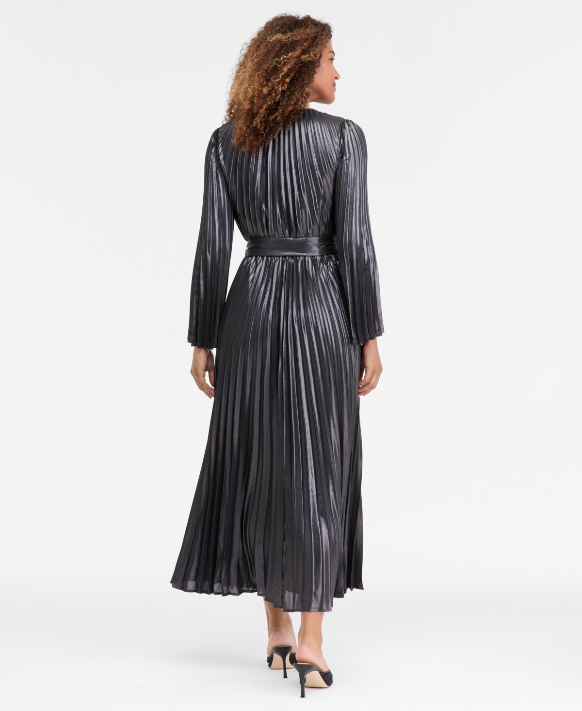 I.n.c. International Concepts Women's Pleated Metallic Maxi Dress, Macy's Exclusive