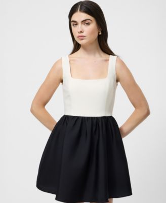 Women's Structured Square Neck Sleeveless Mini Dress