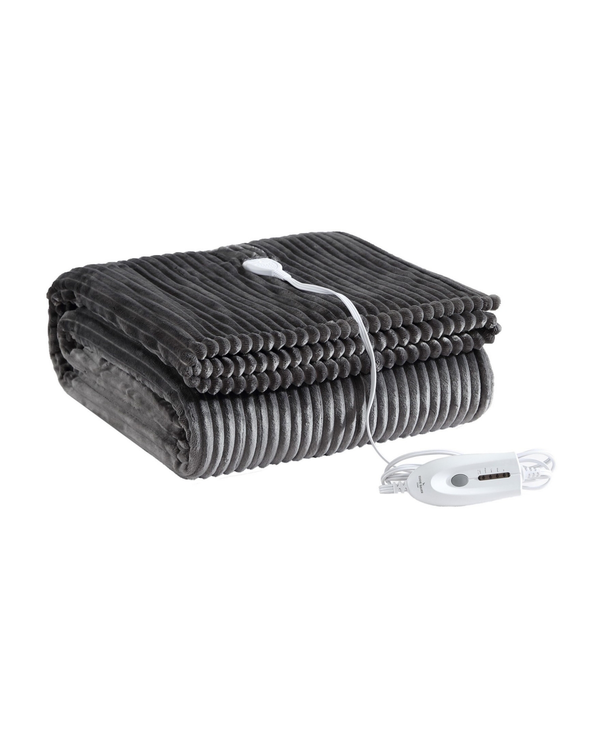 Eddie Bauer Mountain Valley Ribbed Plush Heated Throw, 70" X 50" In Gray