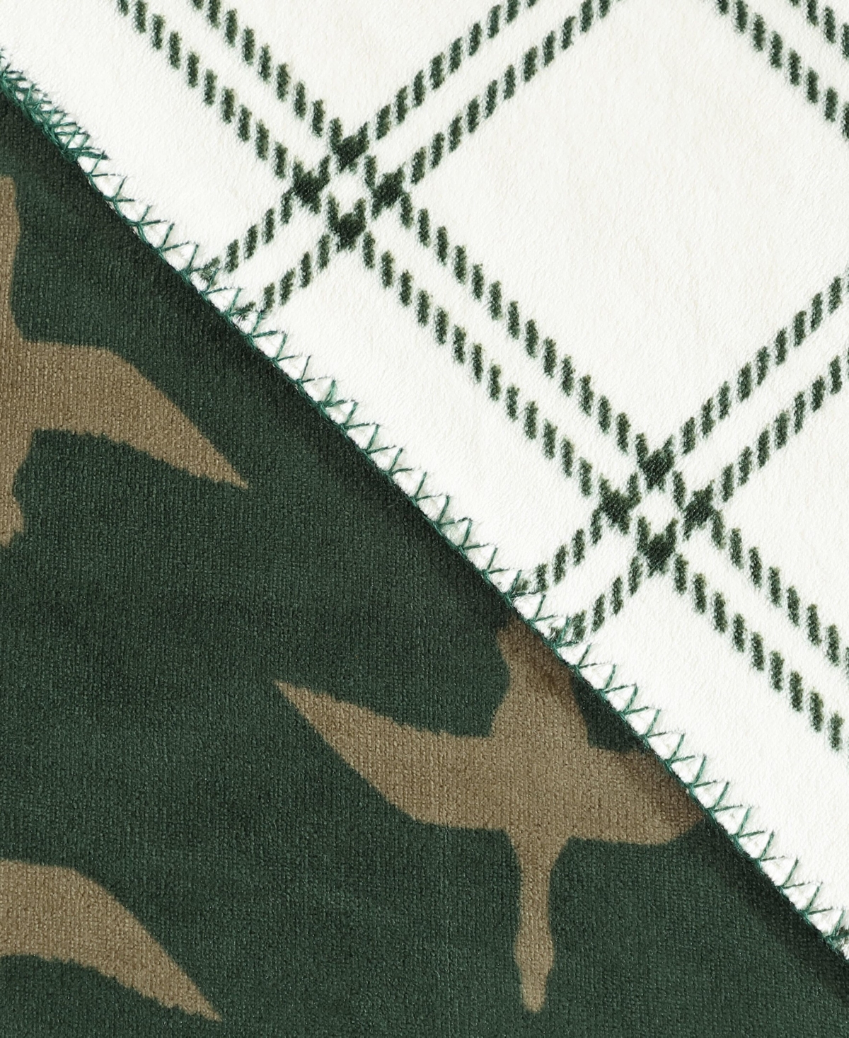 Eddie Bauer Printed Lush Flannel Throw, 70" X 60" In Green