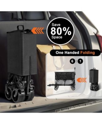 450lbs Heavy Duty Double Decker Collapsible Folding Wagon Cart with 360&deg; Wheels, and Extra Storage