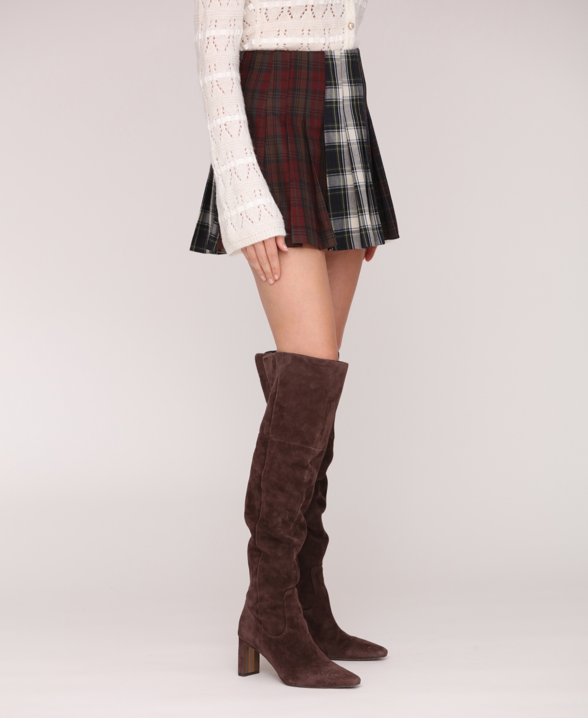 Avec Les Filles Women's Multi-pattern Pleated Mini Skirt In Multi