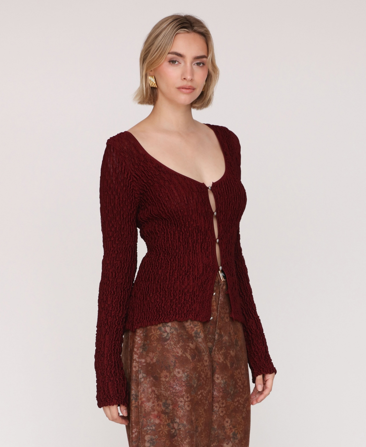 Avec Les Filles Women's Scoop Neck Cardigan