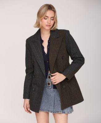 Women's Color-Blocking Plaid Blazer