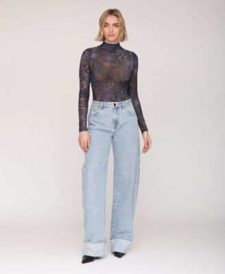 Women's Rolled Cuff Barrel Leg Jeans