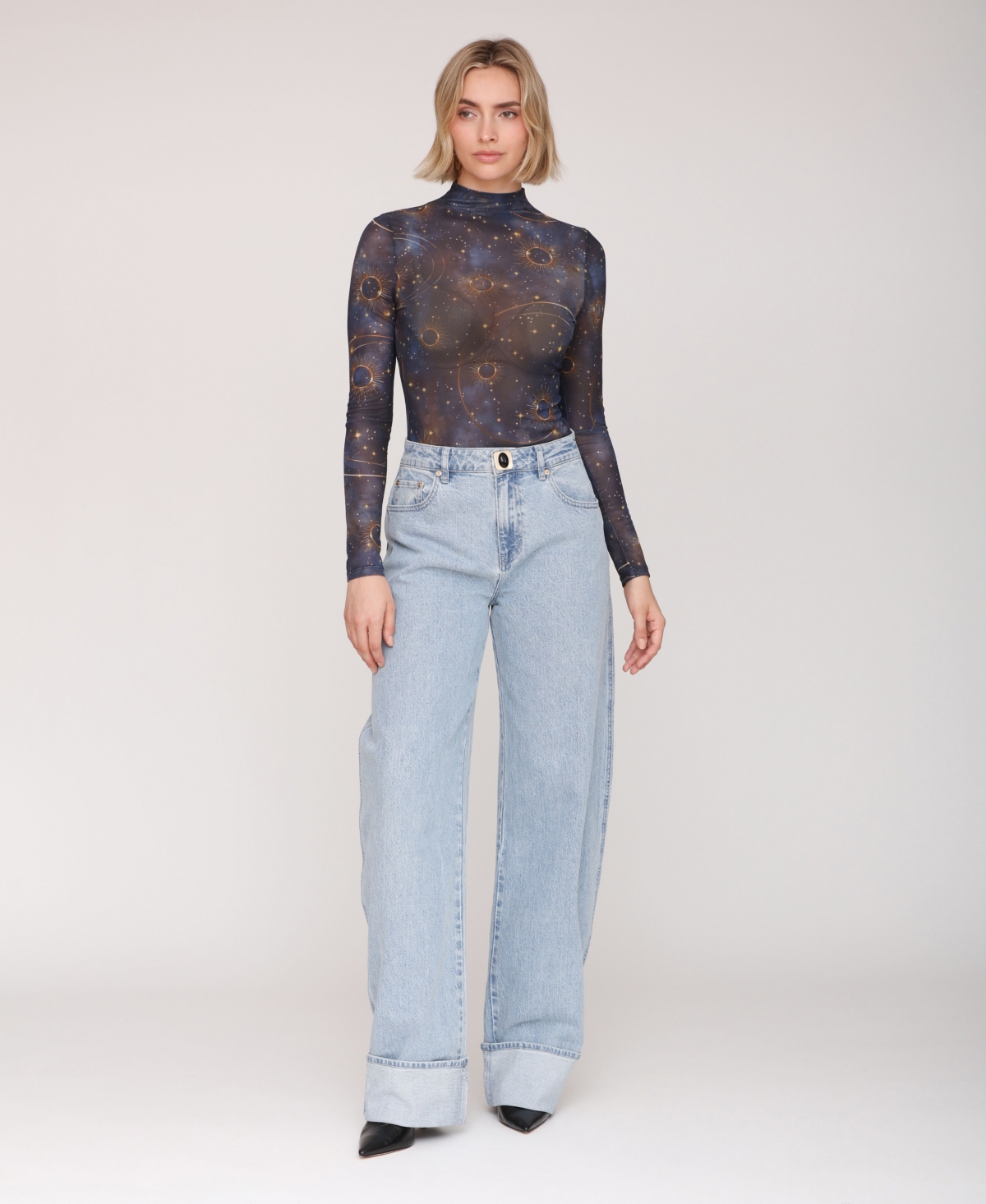 Avec Les Filles Women's Rolled Cuff Barrel Leg Jeans In Blue