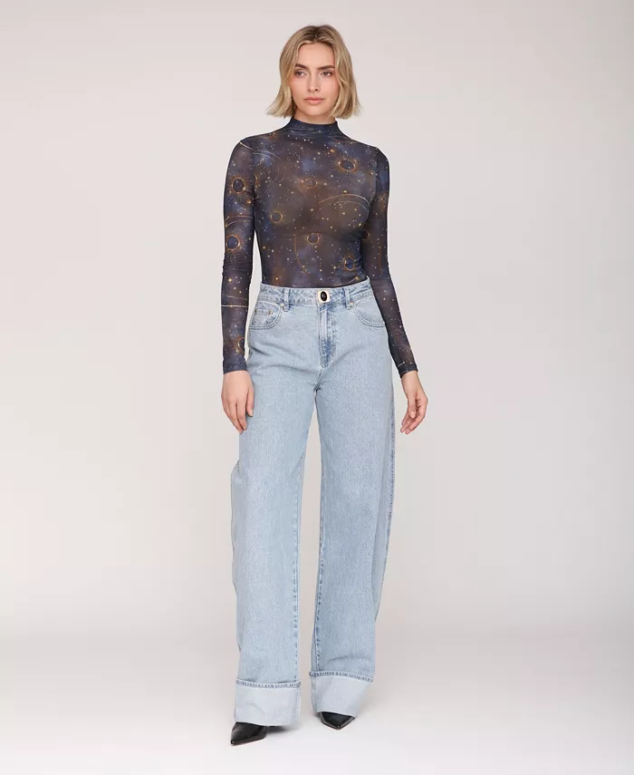 Women's Rolled Cuff Barrel Leg Jeans - thumbnail 2