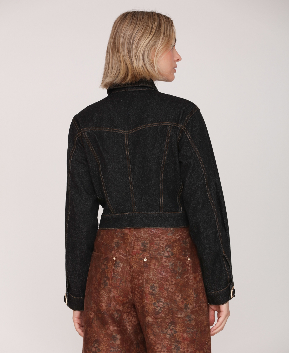 Avec Les Filles Women's Long Sleeve Trucker Jacket In Black