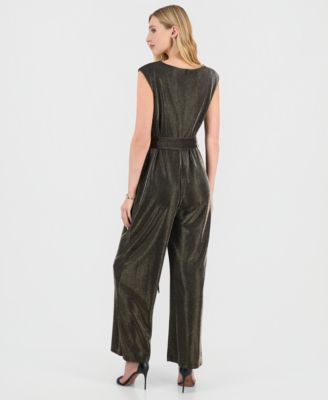 Women's Metallic Cowl-Neck Jumpsuit