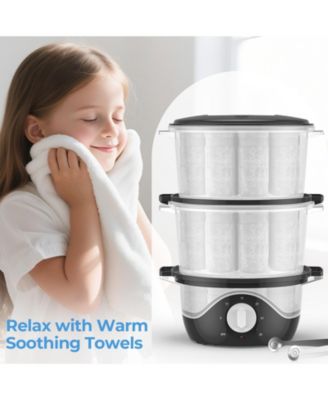 Large Capacity Hot Towel Warmer Towel Steamer with 2-Layer Baskets, 60-Min Timer, Auto Shut-Off